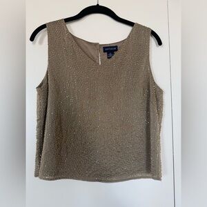 Ann Taylor Shimmering Beige Sleeveless Cropped Blouse
